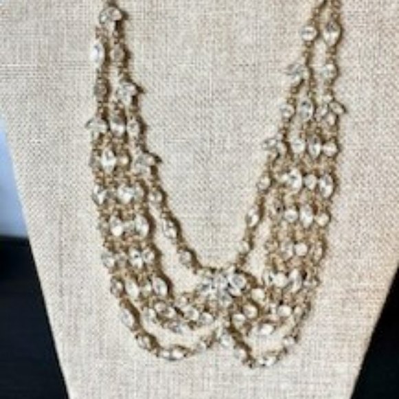 Peter Pan Collar Gold and Silver Crystal Necklace - Picture 1 of 4